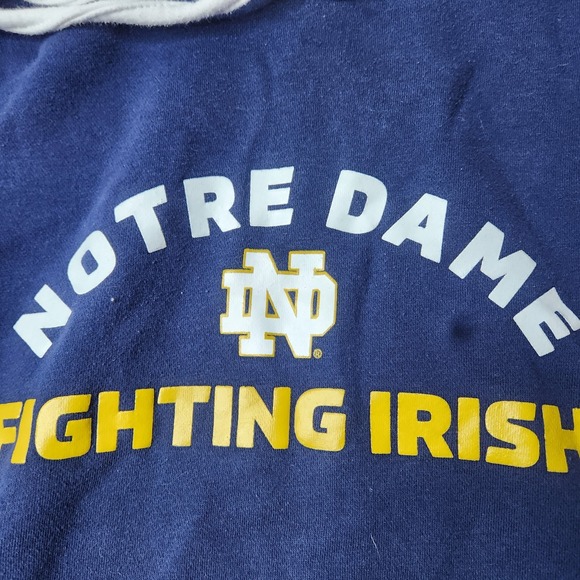 Fanatics Women's Large Notre Dame Heather Navy Block Party Arch Pullover - Picture 2 of 9